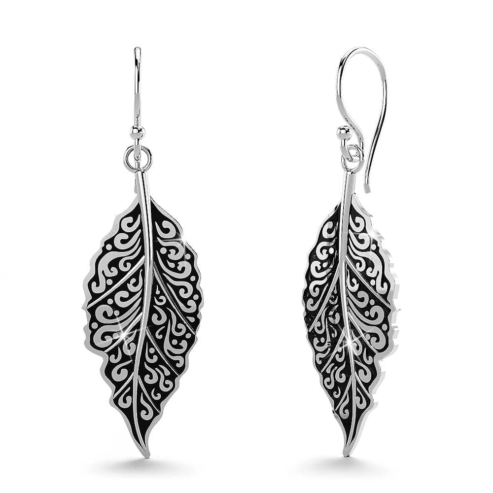 Solid 925 Sterling Silver Oxidised Large Leaf Dangle Earrings