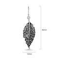 Solid 925 Sterling Silver Oxidised Large Leaf Dangle Earrings