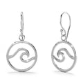 Solid 925 Sterling Silver Sea Wave Dangle Earrings