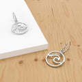 Solid 925 Sterling Silver Sea Wave Dangle Earrings