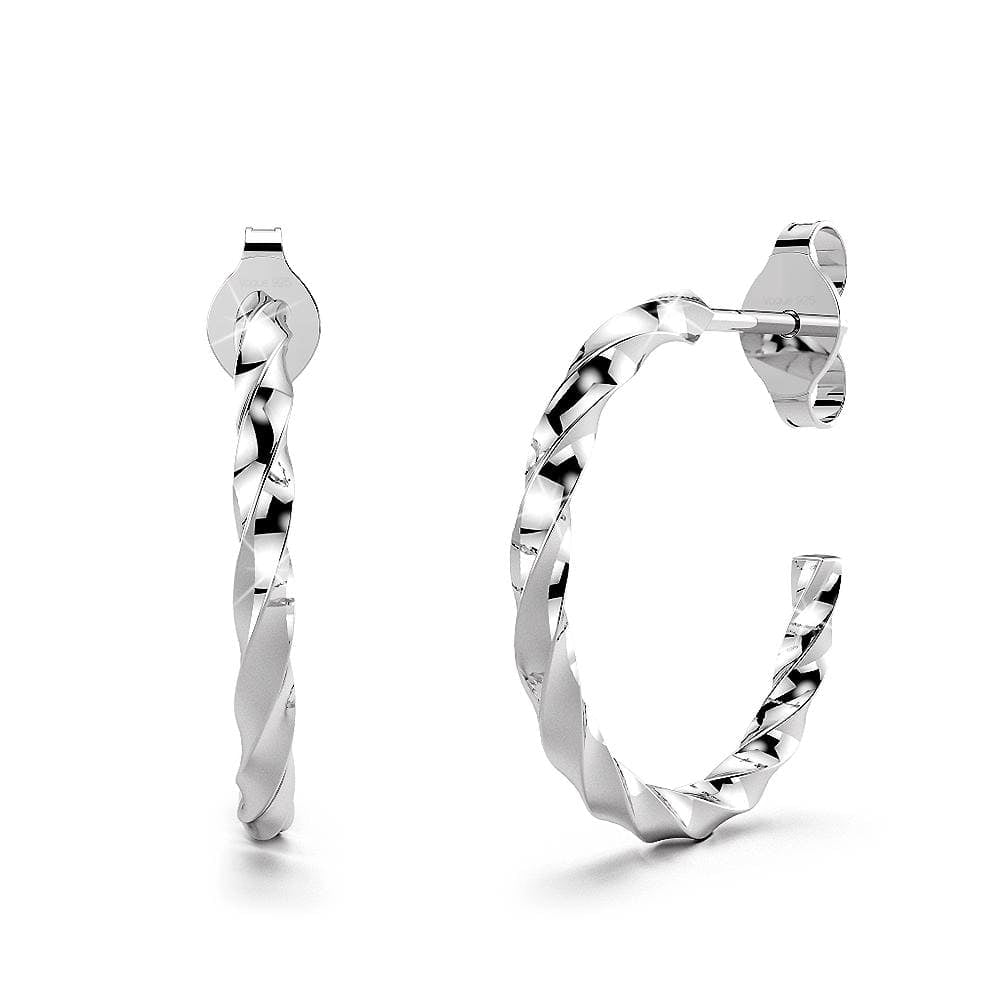 Solid 925 Sterling Silver Twisted C-Hoop Earrings - Brilliant Co