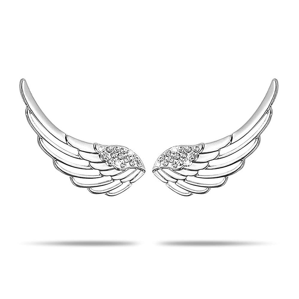 Solid 925 Sterling Silver Angel Wing Climber Earrings - Brilliant Co