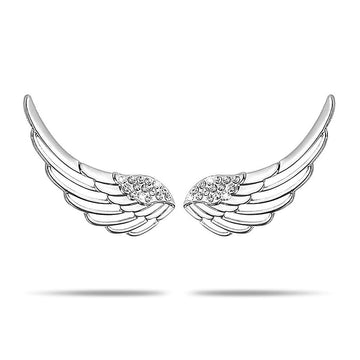 Solid 925 Sterling Silver Angel Wing Climber Earrings - Brilliant Co