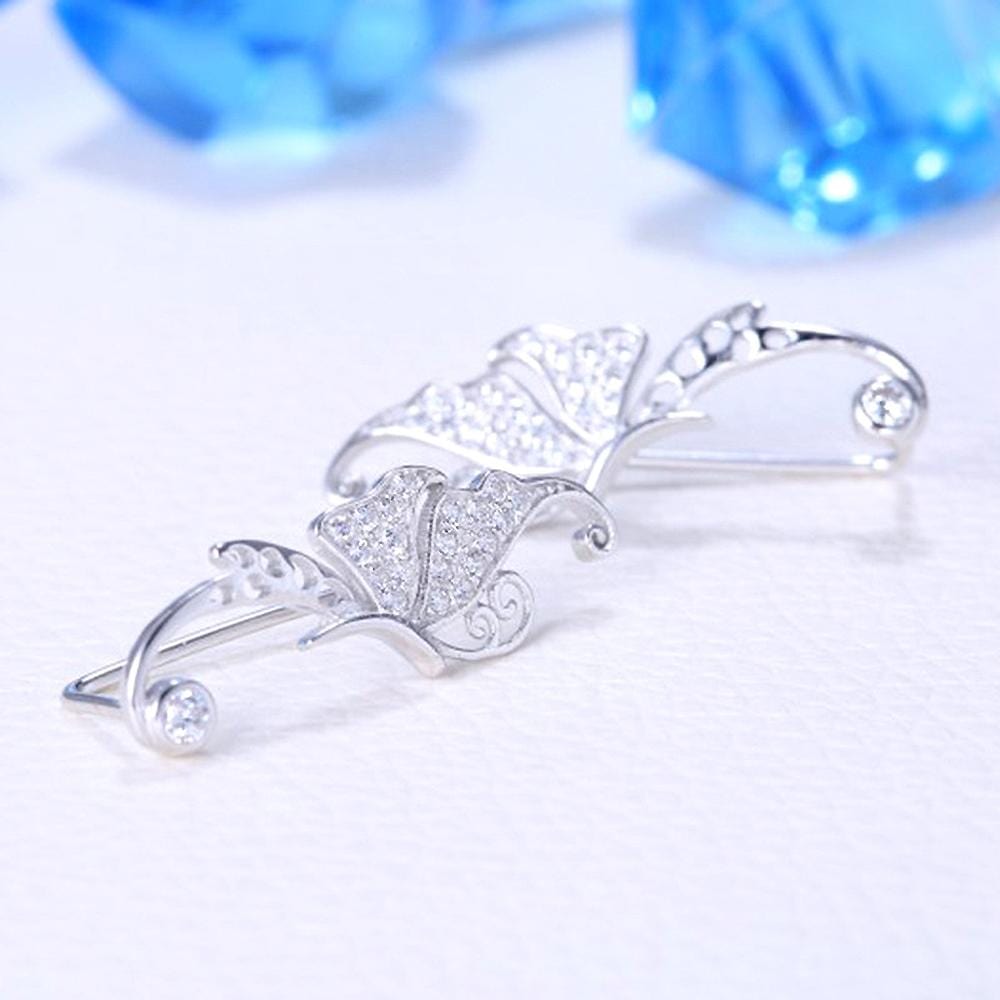 Solid 925 Sterling Silver Butterfly Climber Earrings - Brilliant Co