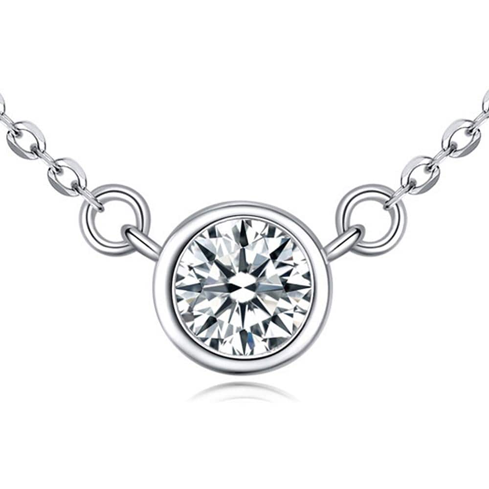 Solid 925 Sterling Silver Precision-Cut Bezel Necklace - Brilliant Co