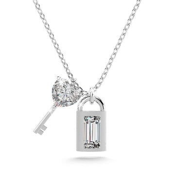 Solid 925 Sterling Silver Lock & Key Necklace - Brilliant Co