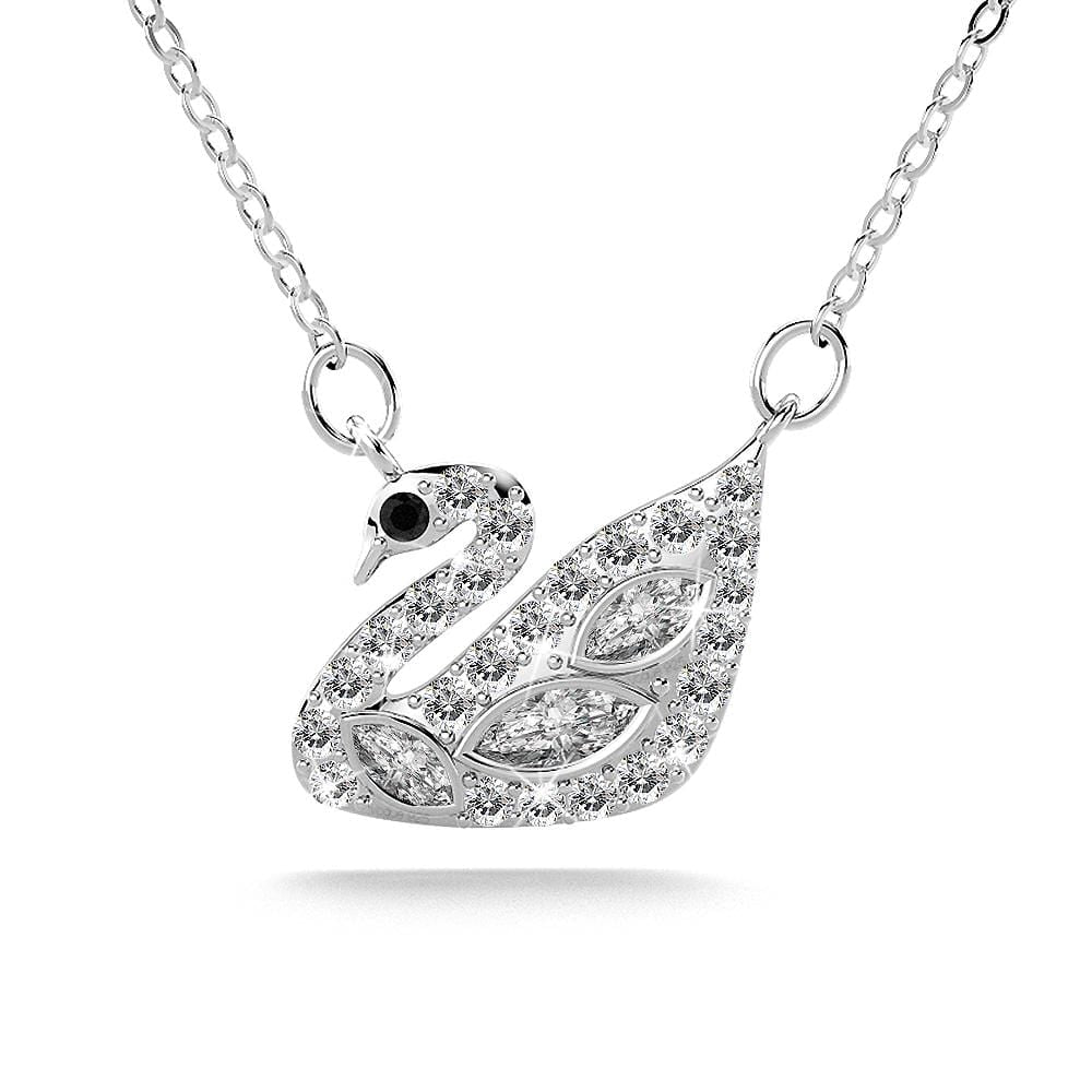 Solid 925 Sterling Silver Swans Upon Stars Necklace - Brilliant Co