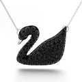 Solid 925 Sterling Silver Jet Swan Necklace - Brilliant Co