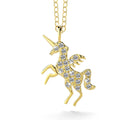 Solid 925 Sterling Silver & Gold Simulated Diamond Unicorn Necklace - Brilliant Co