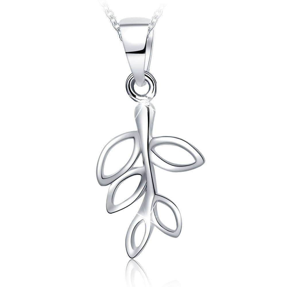 Solid 925 Sterling Silver Olive Leaf Pendant - Brilliant Co