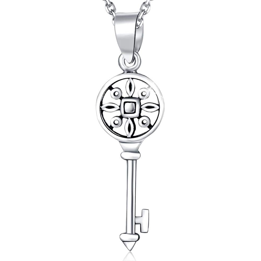 Solid 925 Sterling Silver Vintage Key Pendant - Brilliant Co
