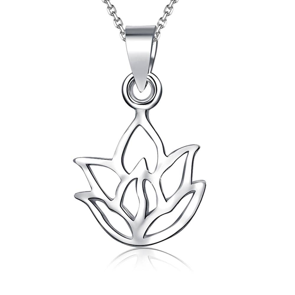 Solid 925 Sterling Silver Lotus Leaf Hook Pendant - Brilliant Co