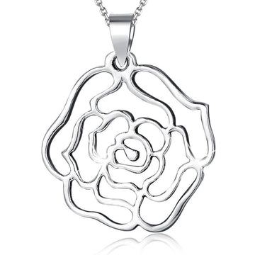 Solid 925 Sterling Silver Rose Pendant - Brilliant Co