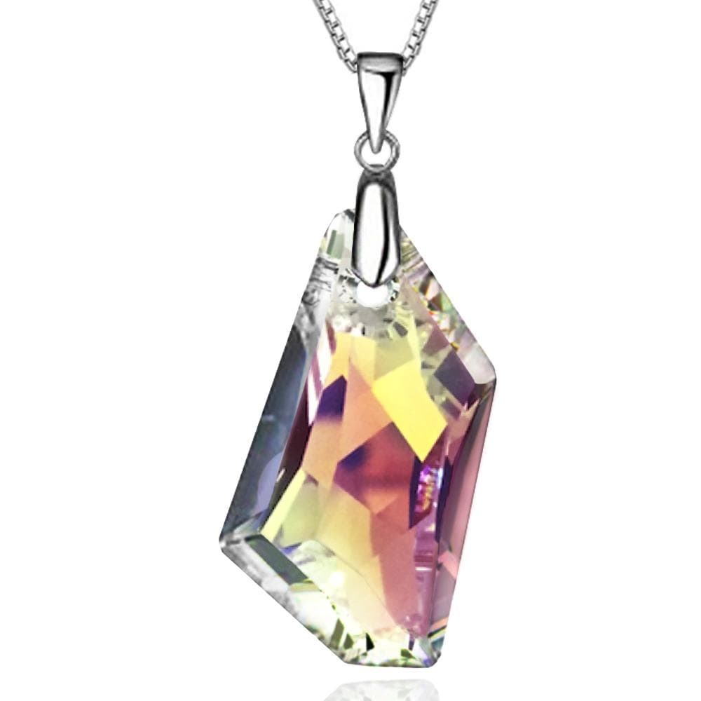 Solid 925 Sterling Silver Admentine Blue Crystal Pendant Embellished with Swarovski  crystals