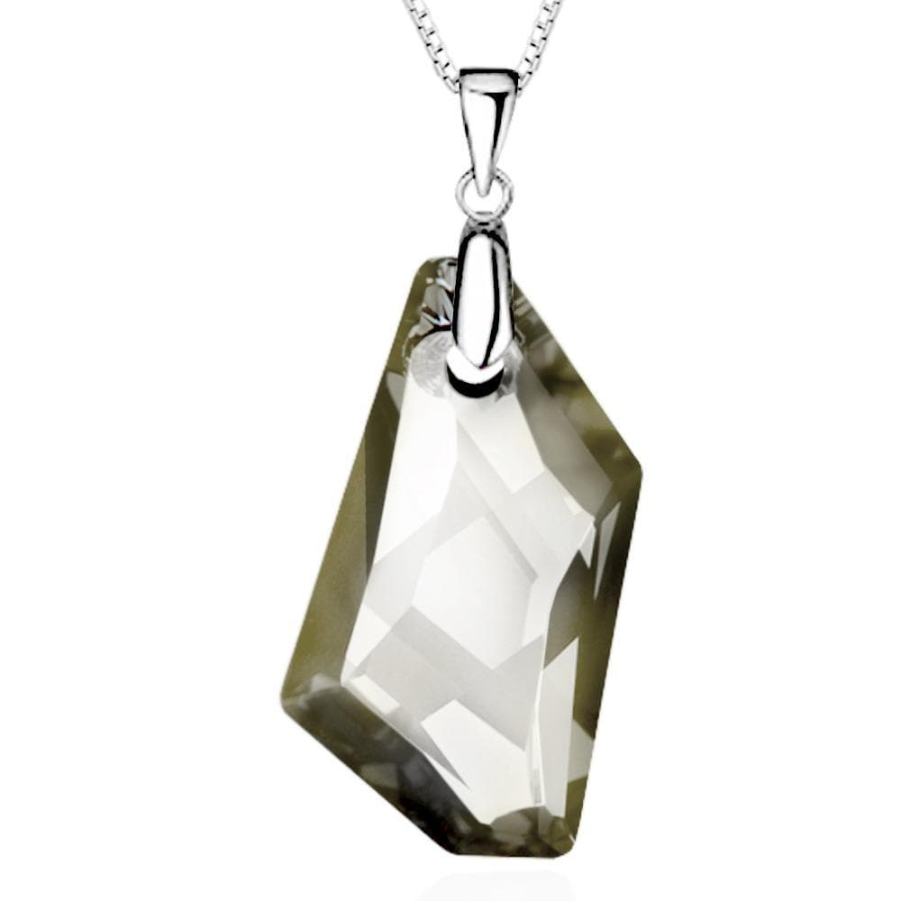 Solid 925 Sterling Silver Admentine Smokey Crystal Pendant Embellished with Swarovski crystals - Brilliant Co