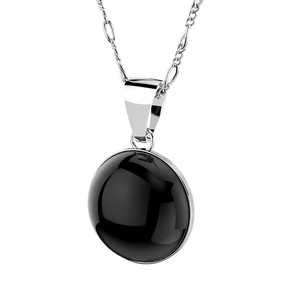 Solid 925 Sterling Silver Black Onyx Disc Pendant - Brilliant Co