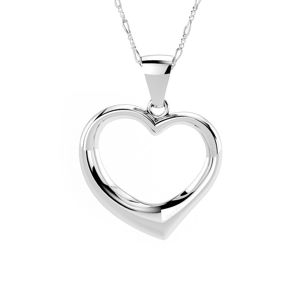 Solid 925 Sterling Silver Open Heart Pendant - Brilliant Co