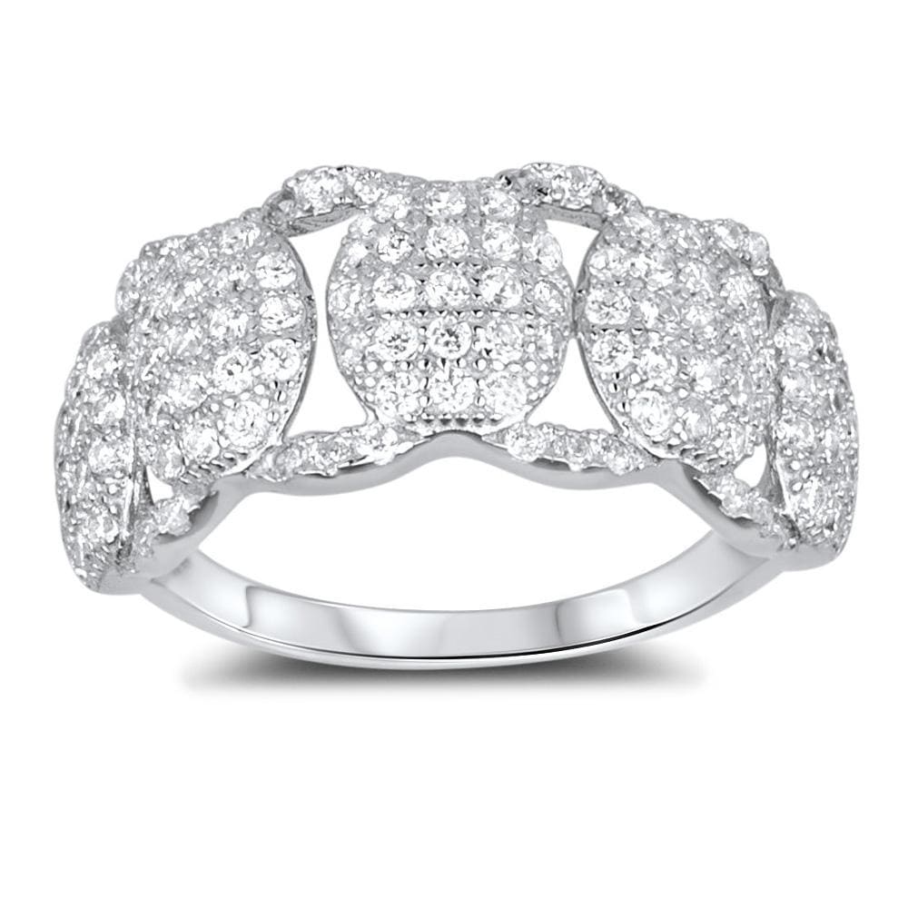 Solid 925 Sterling Silver Links CZ Pave 925 Silver Ring