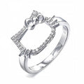 Solid 925 Sterling Silver Kitty Plays Ring