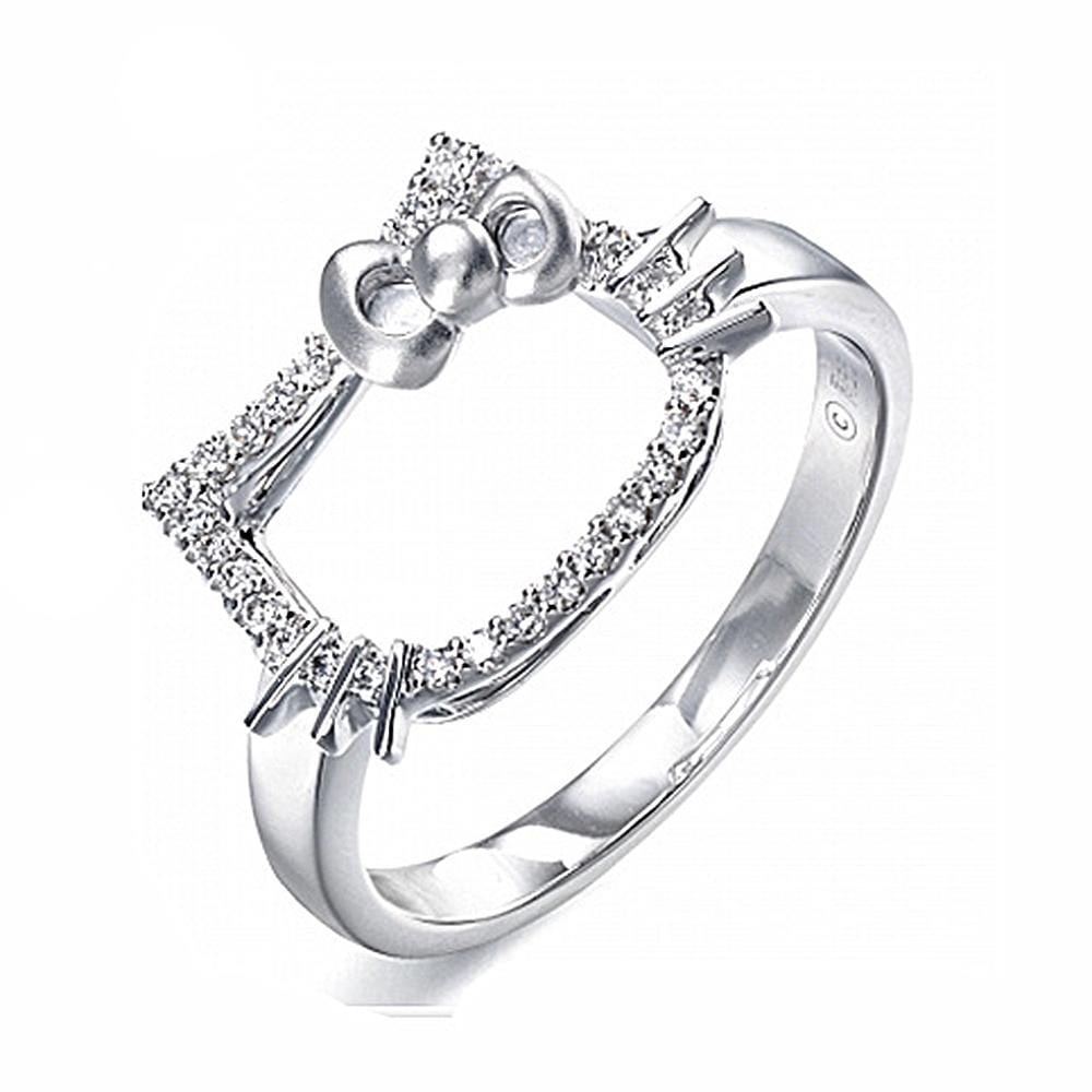 Solid 925 Sterling Silver Kitty Plays Ring
