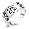 Solid 925 Sterling Silver Floral Imprinted Ring