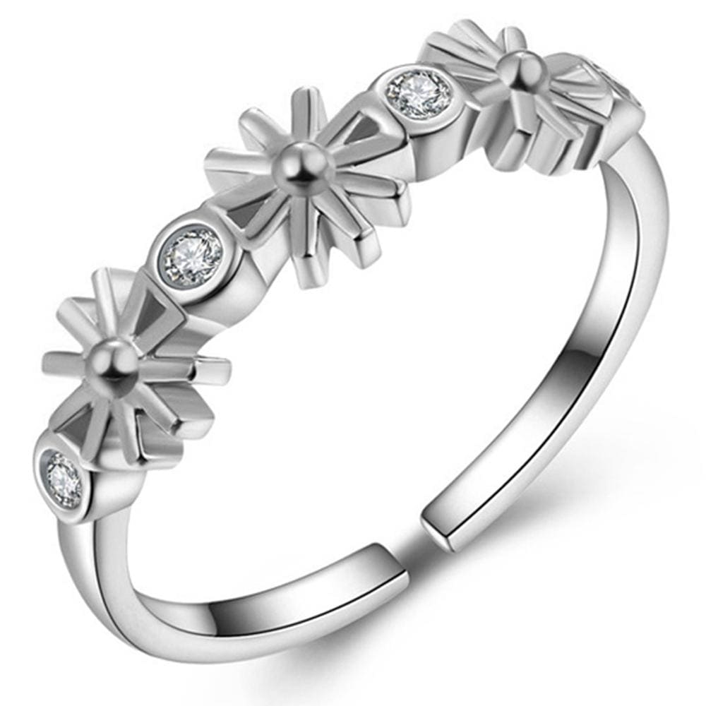 925 Signature Silver Rising Sun White Gold Ring