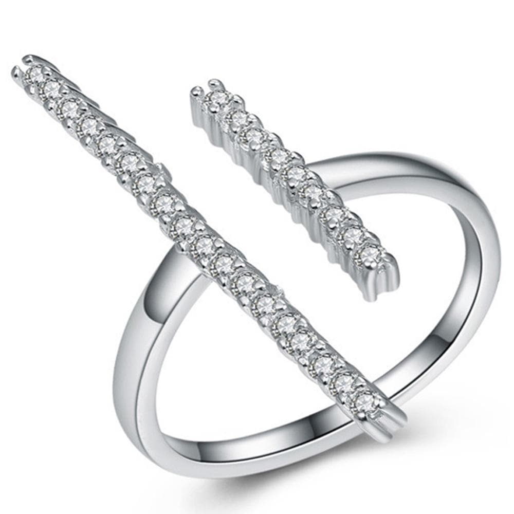 Solid 925 Sterling Silver Unparrarlel Ring Embellished with SWAROVSKI¬¨√Ü Crystals