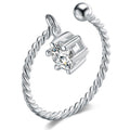 Solid 925 Sterling Silver Roped Solitaire Ring