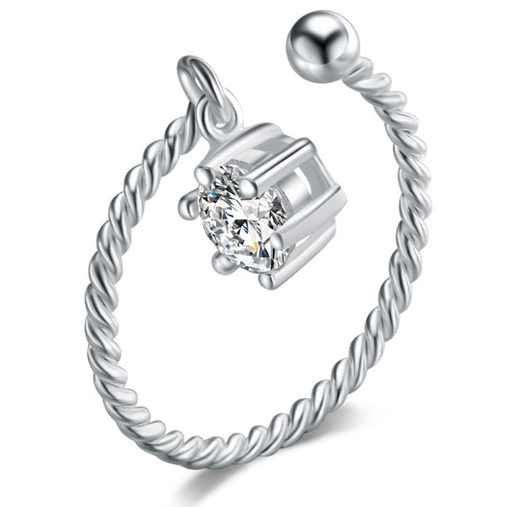 Solid 925 Sterling Silver Roped Solitaire Ring