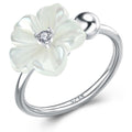 Solid 925 Sterling Silver White Flower Ring