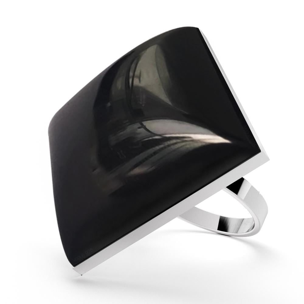 Solid 925 Sterling Silver Square Onyx Dress Ring - Brilliant Co