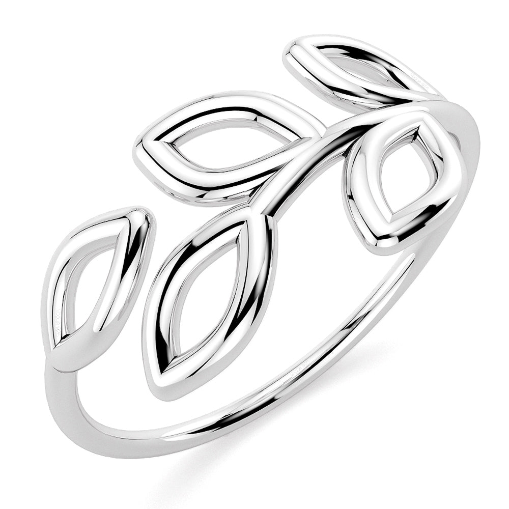 Solid 925 Sterling Silver Leafy Fashion Ring