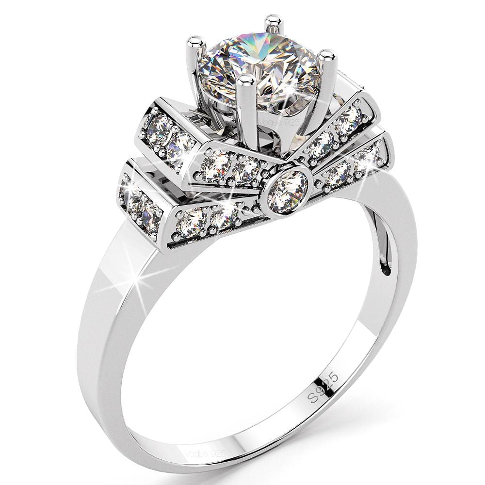 Solid 925 Sterling Silver Simulated Diamond Ring
