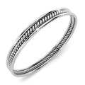 Solid 925 Sterling Silver Oxidized Twisted Line Stackable Ring