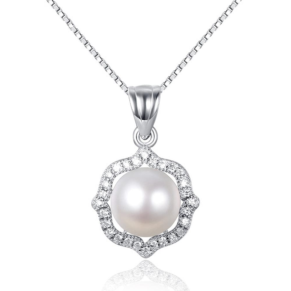Solid 925 Sterling Silver Natural Pearl Pendant & Earrings Set - Brilliant Co