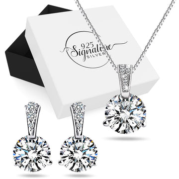 Solid 925 Sterling Silver Constantine Burst Diamonelle Pendant And Earrings Set