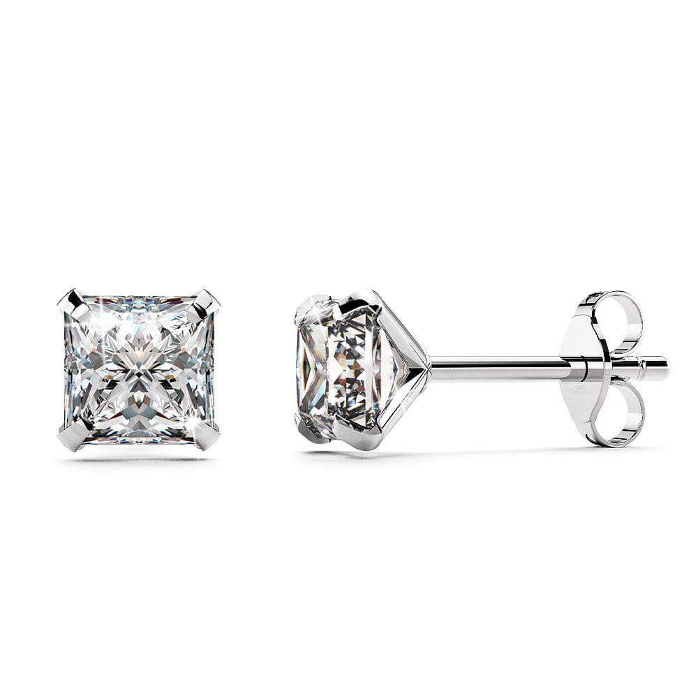 Boxed Solid 925 Sterling Silver Clear Cubic Zirconia Stud Earrings 2 Pair Set - Brilliant Co