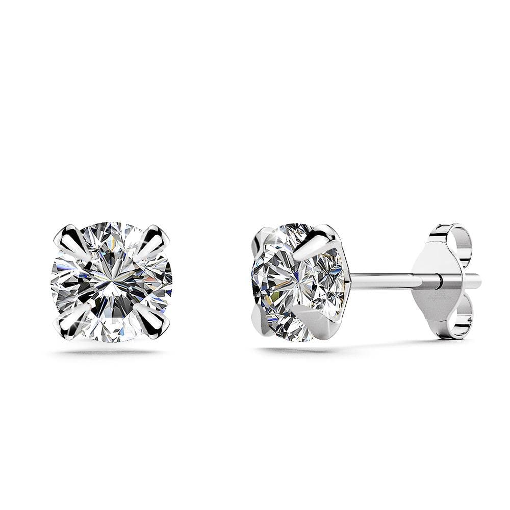 Boxed Solid 925 Sterling Silver Clear Cubic Zirconia Stud Earrings 2 Pair Set - Brilliant Co