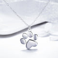 Boxed Solid 925 Sterling Silver Baby Animal Pet Paw Print Necklace and Earrings Set - Brilliant Co