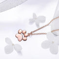 Boxed Solid 925 Sterling Silver Baby Animal Pet Paw Print Necklace and Earrings Set in Rose Gold Plated - Brilliant Co