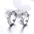 Boxed Solid 925 Sterling Silver Little Stars Classic Drop Earrings in White Gold Set - Brilliant Co