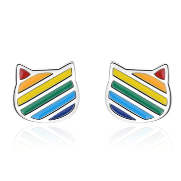 Rainbow Kitty Stud Earrings - Brilliant Co