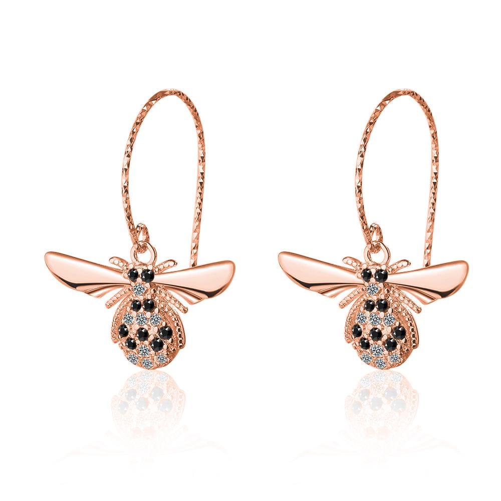 Sparkling Beez B Bug Dangle Earrings in Rose Gold - Brilliant Co