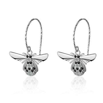 Sparkling Beez B Bug Dangle Earrings in White Gold - Brilliant Co