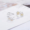 Double Silver Dahlia Flowers Dangle Earrings - Brilliant Co