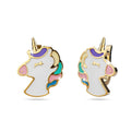 Colourful Magical Unicorn Gold Stud Earrings - Brilliant Co