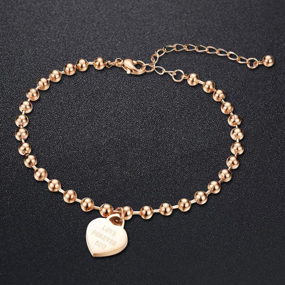 Bullion Gold Anklets Tiffany's Love Rose Gold Anklet