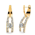 Bullion Gold Earrings Throne Sparkling Zirconia Latch Back Earrings