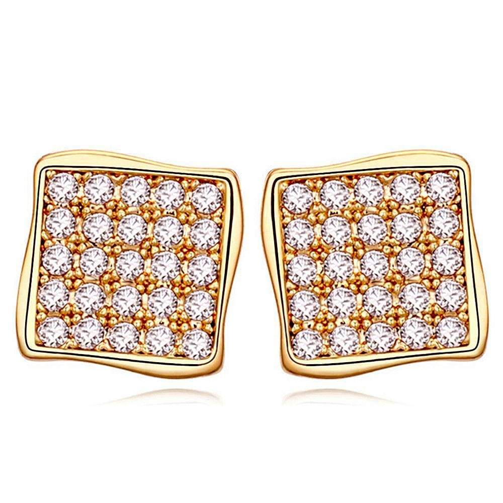 Bullion Gold Earrings Treasure Square Stud Earrings