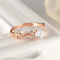 Vintage Inspired Solitaire CZ Stones Accent Setting Rose Gold Layered Band Ring